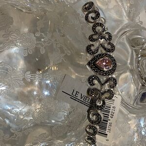 Silver Jeans Silver Bracelet with Pink Teardrop Stone